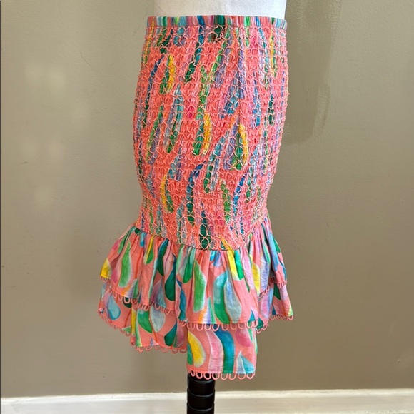 FARM Rio by Anthropologie Colorful Patterned Smocked Printed Mini Skirt Size S - Picture 9 of 14